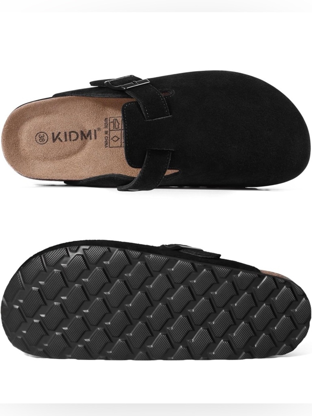 Black Suede Women’s Slip-On Clog with Buckle size 8 - Picture 2 of 4